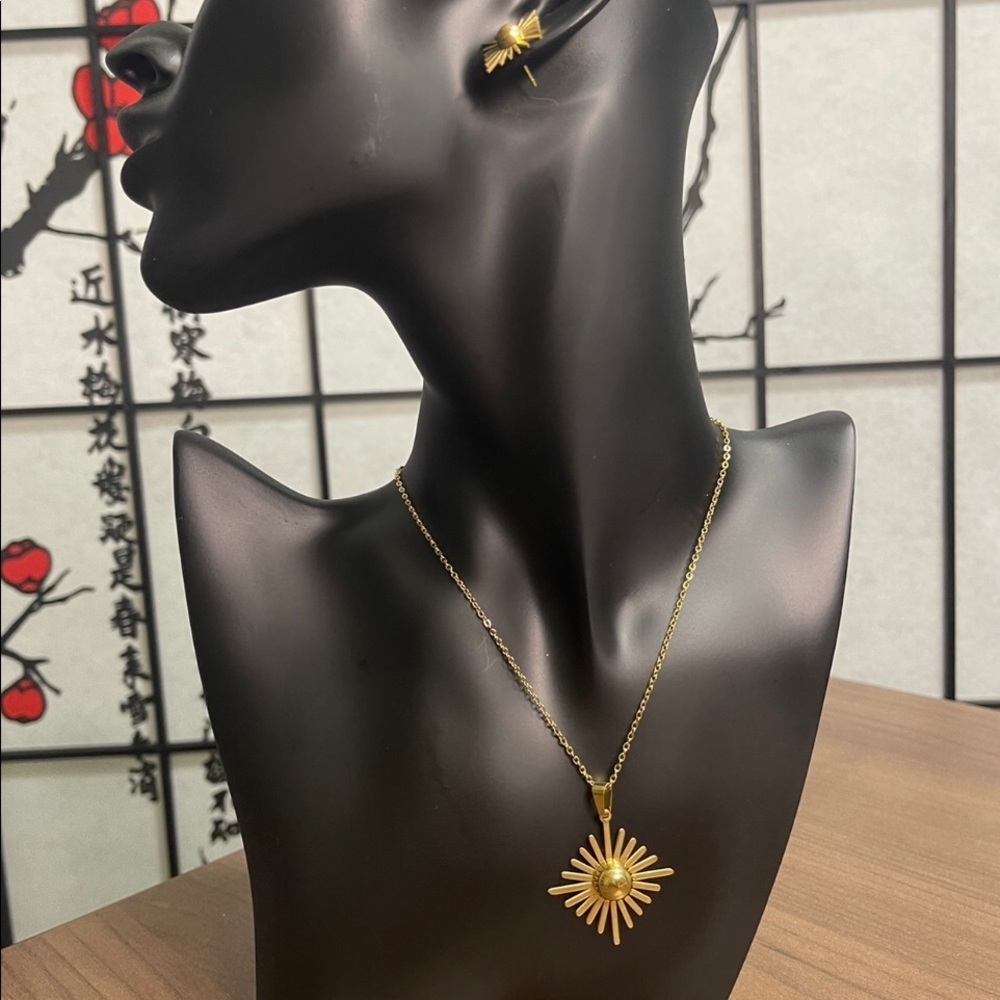 New gold necklace and earring set